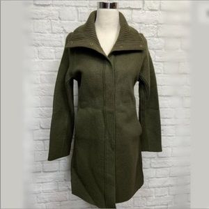 Olive green wool coat with collar